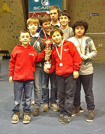 La squadra del CSVP che ha vinto il torneo C. Da sinistra: Jacopo Motterle, Alberto Boraso, Milo Casarotto, Marco Marzari, Vittorio Casalini, Francesco Rutzittu