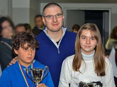 I vincitori della coppa speciale "Maestro Beppe Nordio": Riccardo Basso, Emma Bellan