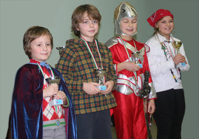 I premiati del torneo B: Leonardo scarsella (1°), Leonardo Aruffo (2°), Kevin Contessi(3°) e Valeria Schievano (prima fra le bambine)