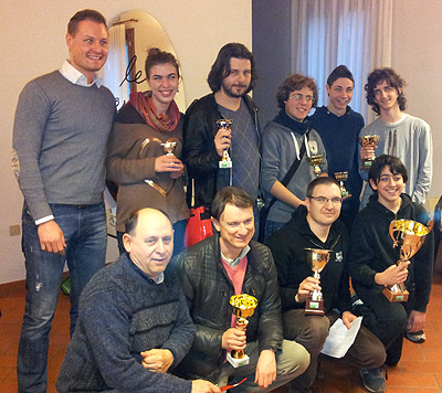 I premiati del torneo Open insieme con l'Assessore del Comune di Dueville Michele Cisco (primo da sinistra)
