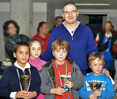 I premiati del torneo B: Pietro Pellizzari, Benedetta Pillan, Leonardo Aruffo, Leonardo Scarsella